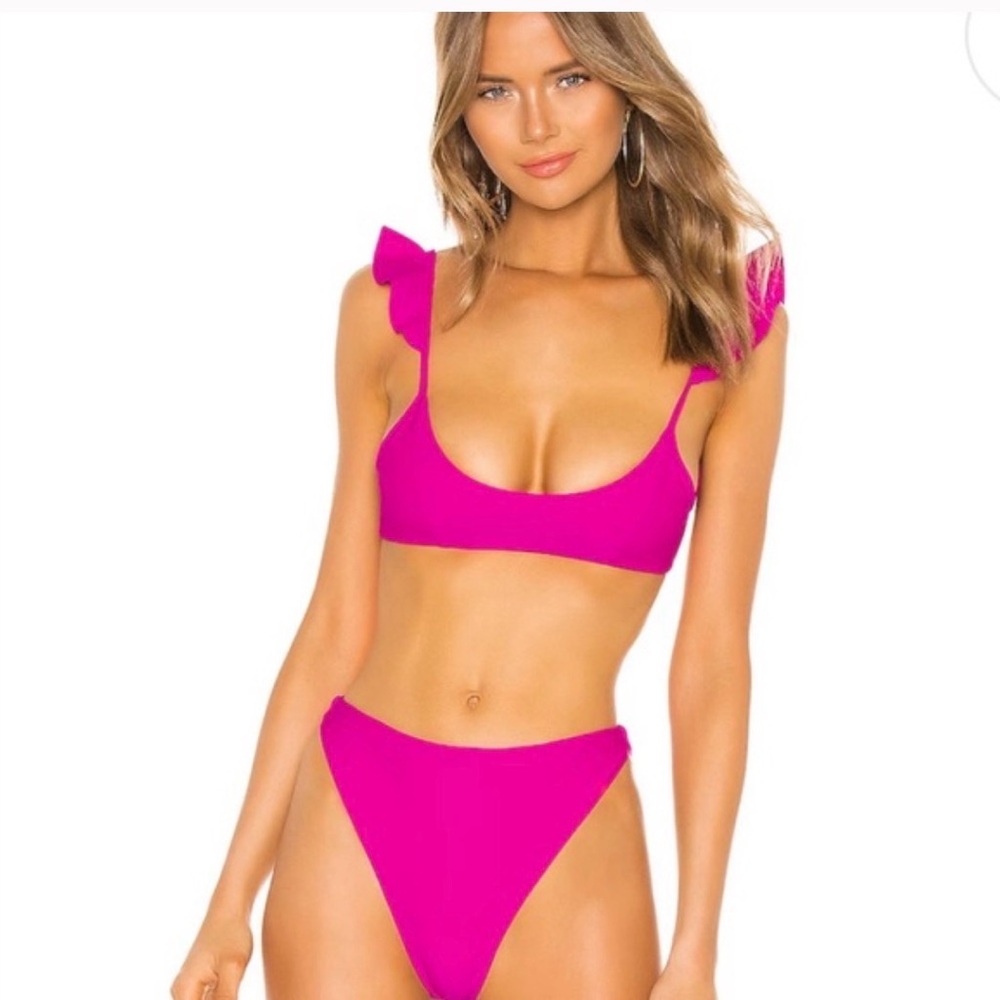 Tularosa Fuchsia Ruffle Bikini Set